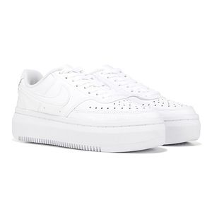 Nike Court Vision Alta Leather platform sneakers in triple white
